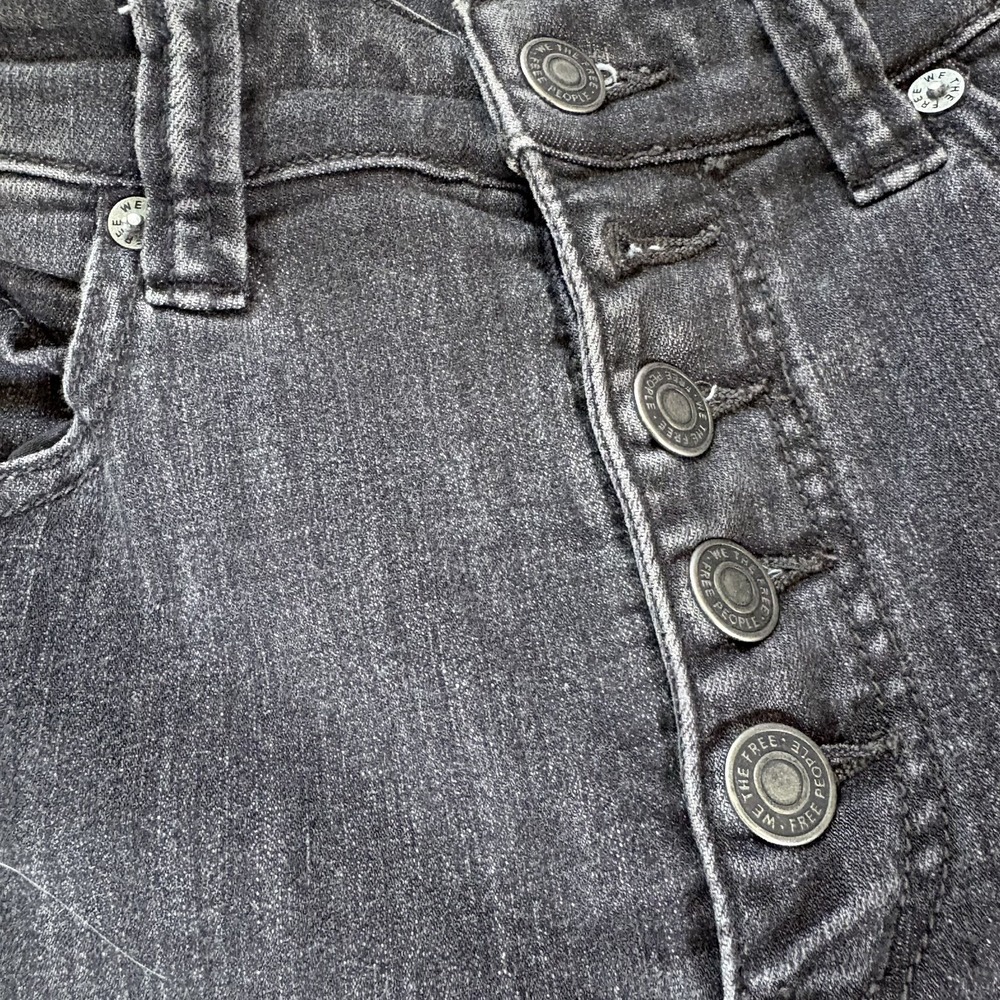 We The Free Free People High Rise Corset Flare Jeans Washed Black 27 Bell Bottom - Picture 5 of 10